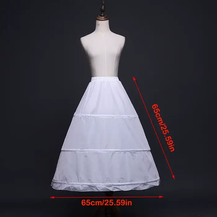 Jupon blanc à 3 cerceaux, jupe longue Crinoline, sous-jupe, robe de bal, accessoires pour robe à fle