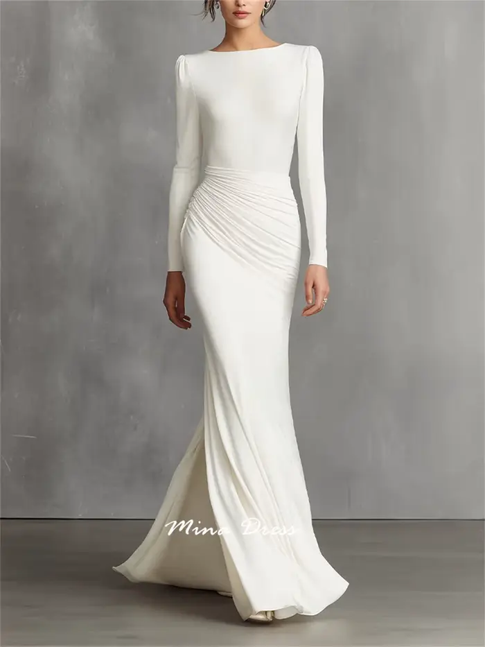 Robe de bal blanche personnalisée en fibre de bambou et coton, satinée, avec soutien-gorge intégré pour femmes, pour occasions spéciales et soirées formelles