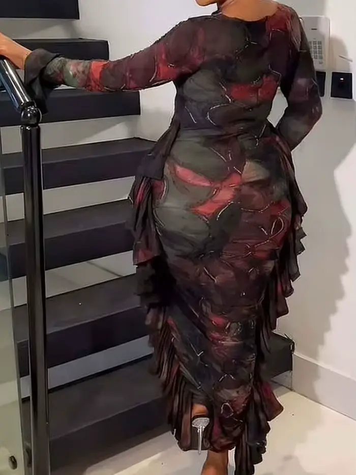 Robe fourreau à imprimé marron
