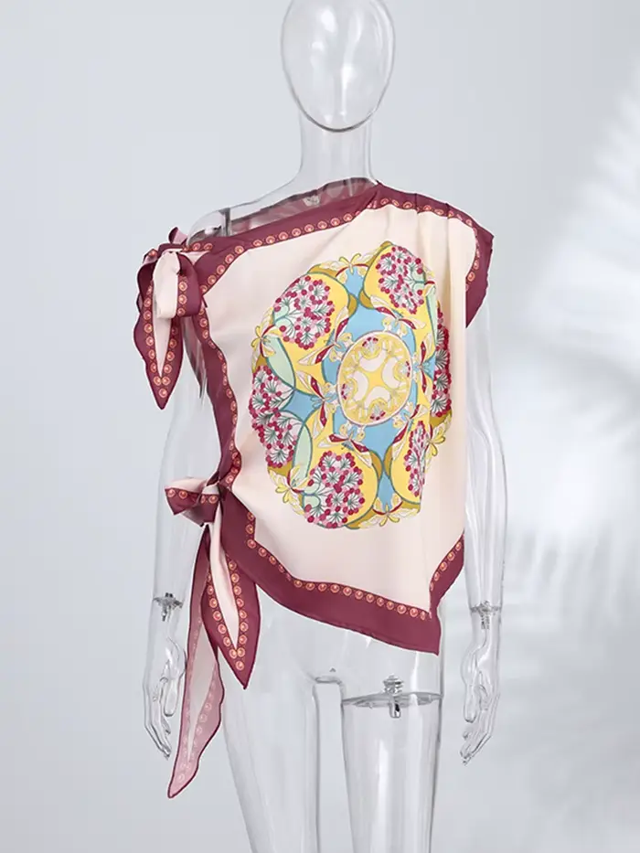 Débardeur Femme Chic Style Ethnique Tribal Vintage à Motifs Floraux