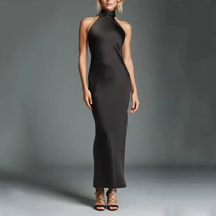 Robe FORU robes De soirée élégantes Satin pour longueur au sol licou sans manches robe De bal sirène robes De Fiesta personnalisé