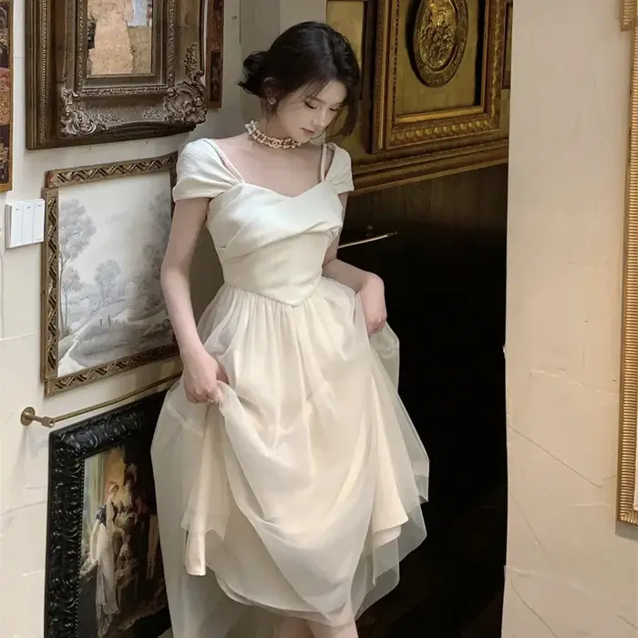 Robe mi-longue princesse pure pour femme