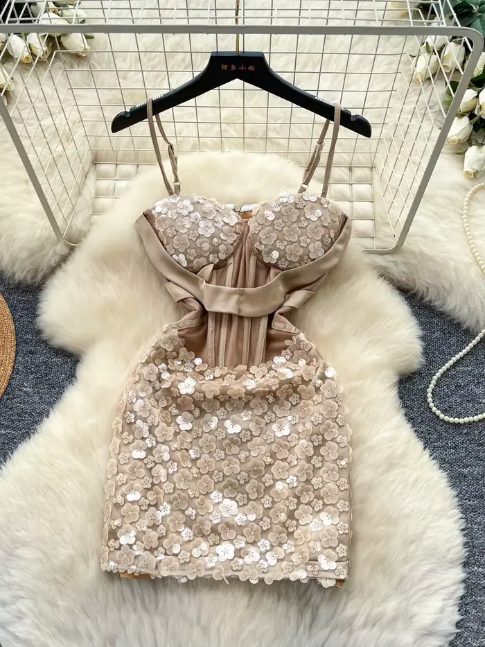 Robe de soirée moulante à sequins de luxe léger pour femme, sexy et élégante, ajustée à la taille, i