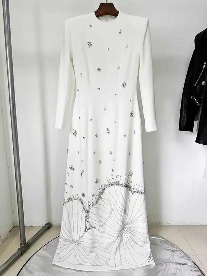 HIGH STREET Nouveauté 2026 Robe longue de créateur pour femme à manches longues