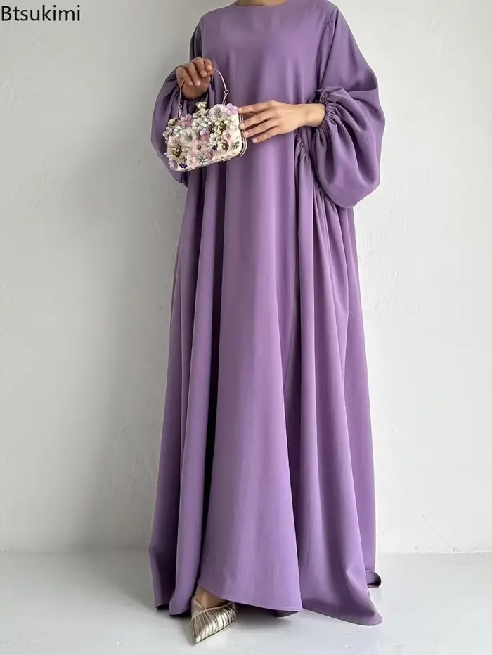 Nouvelles femmes robes musulmanes mode Simple solide Abaya Ramadan Caftan élégant femme décontracté plaine Maxi robe