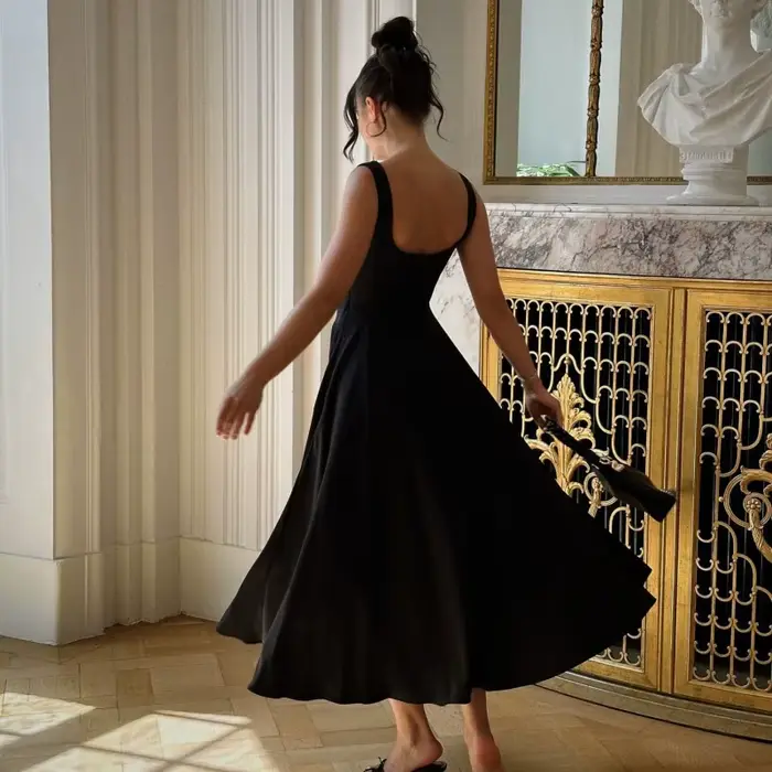 Robe longue d'été unie pour femme