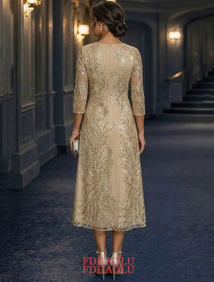Robe de mère de la mariée personnalisée, col en V, élégante, vintage, luxueuse, formelle, pour invitées de mariage, en dentelle avec appliques de perles et de paillettes