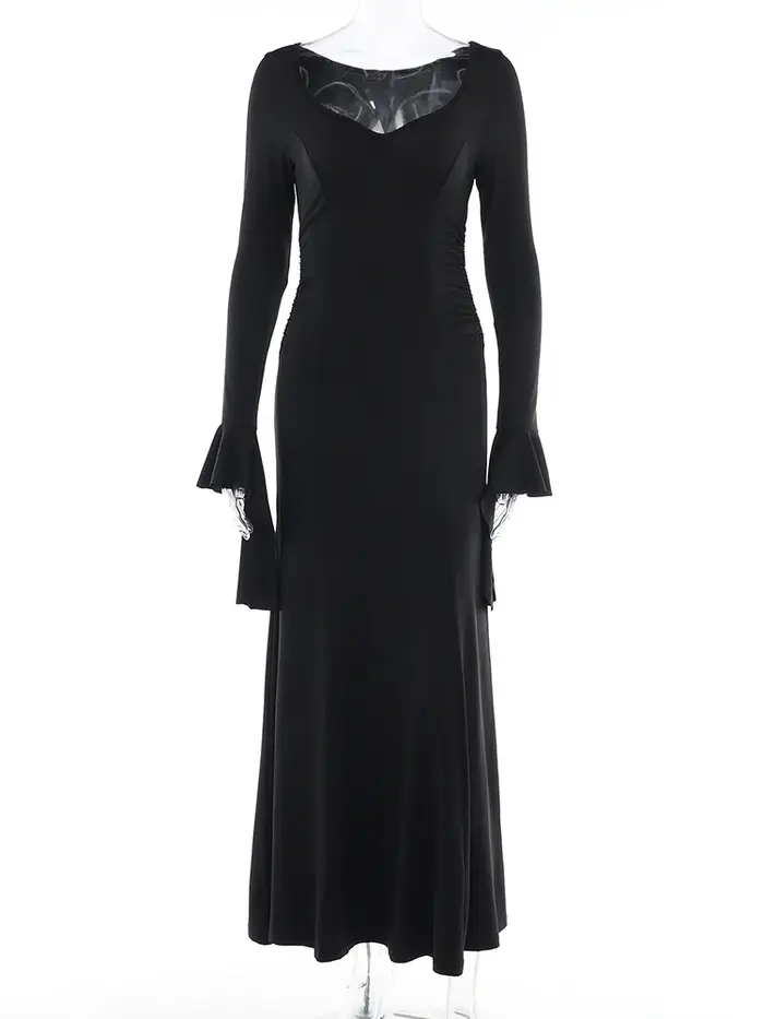 Robe gothique élégante pour femme sirène d'été slimmée inspirée de la famille adams pour halloween et autres occasions spéciales