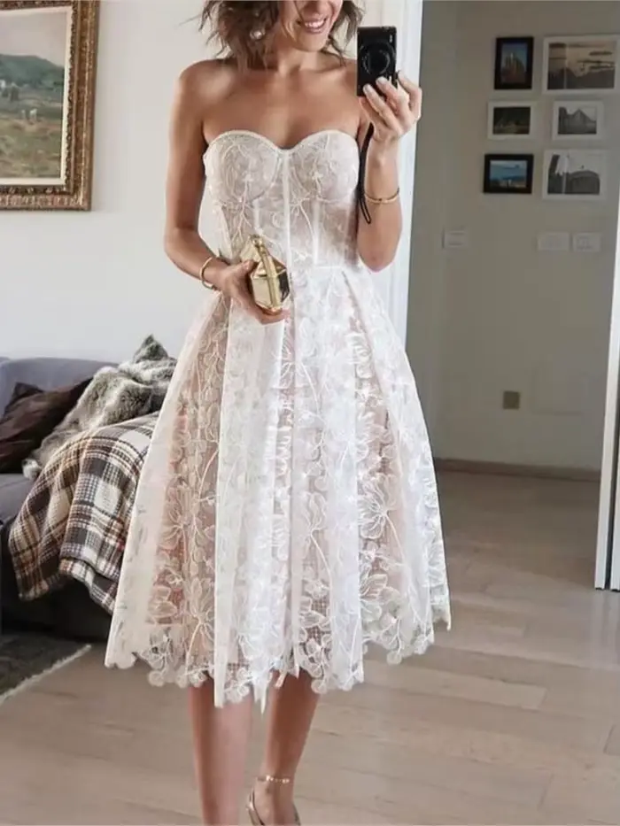 Robe de soirée femme mode sexy dentelle broderie bustier tubulaire robes tempérament socialite banquet bal robes 2025