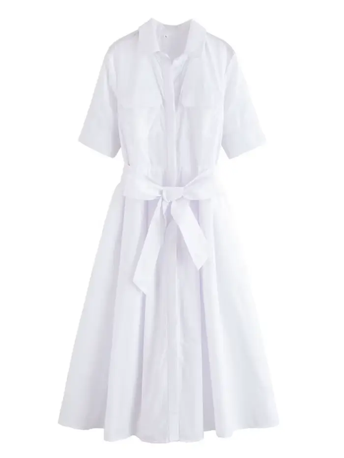 Robe chemise à manches courtes pour femmes