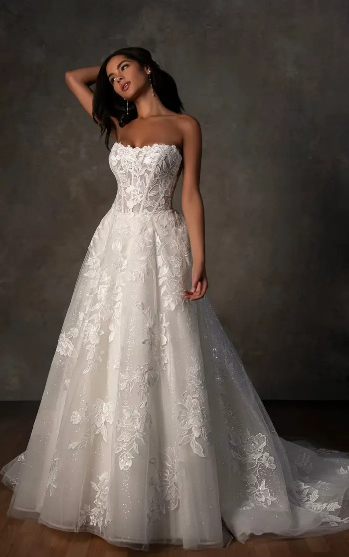 Robes de mariée personnalisées scintillantes avec appliques en dentelle à sequins