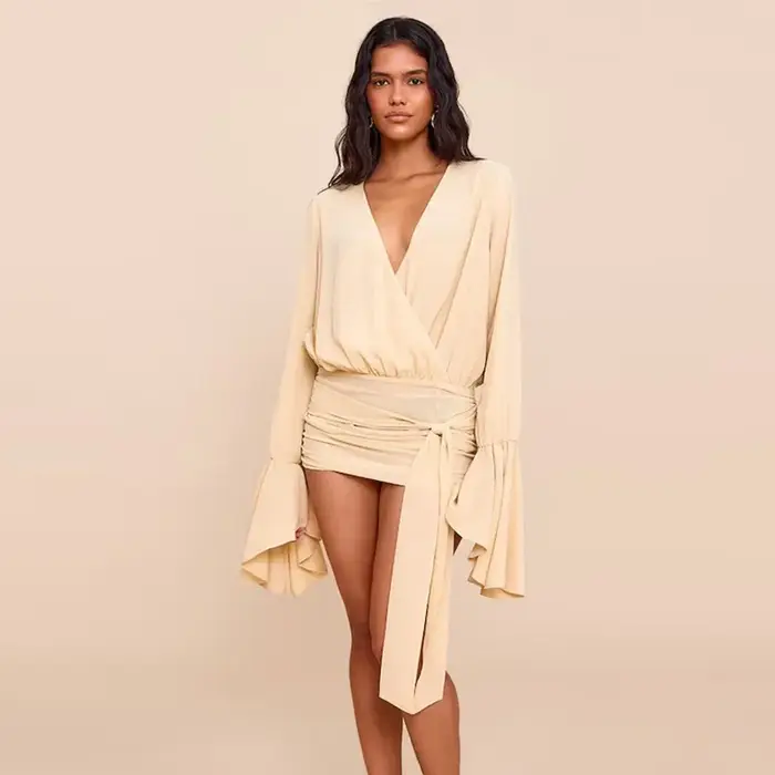 Robe courte Sexy à col en v profond pour femmes