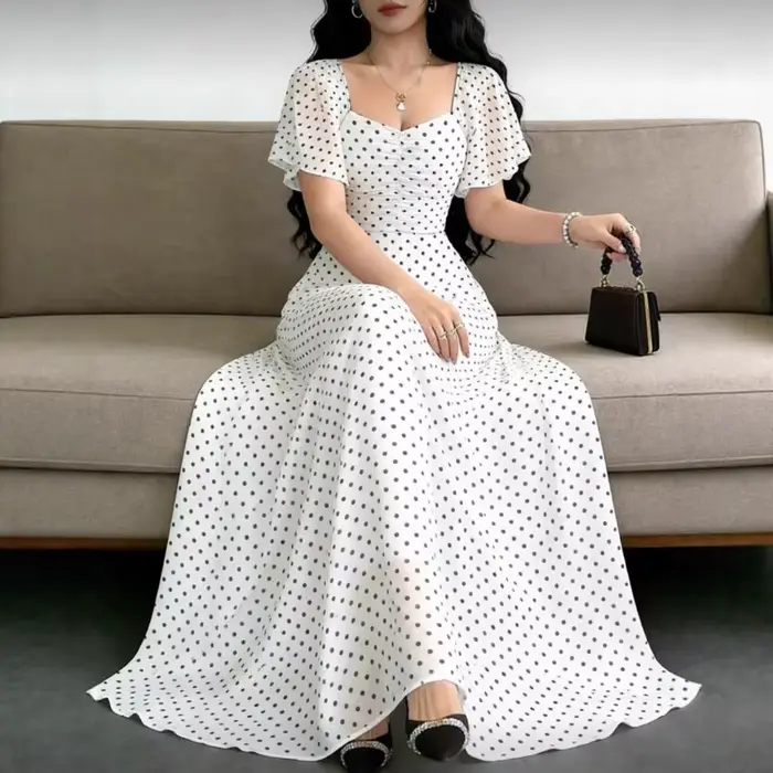 Nouvelle Robe à Pois 2026 pour Femme