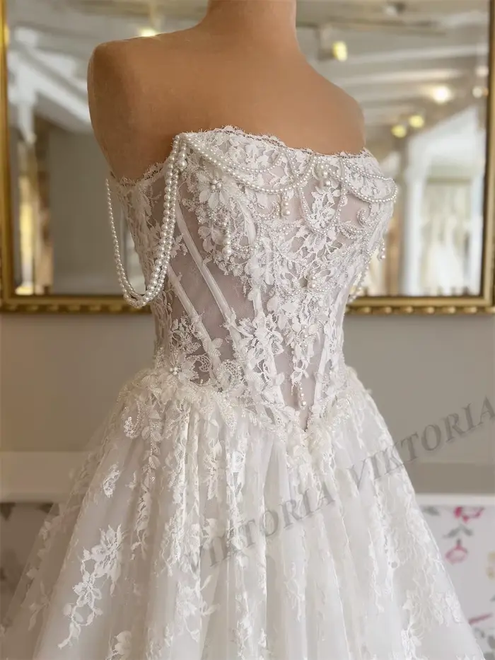 VIKTORIA princesse perles robes De mariée pour femme