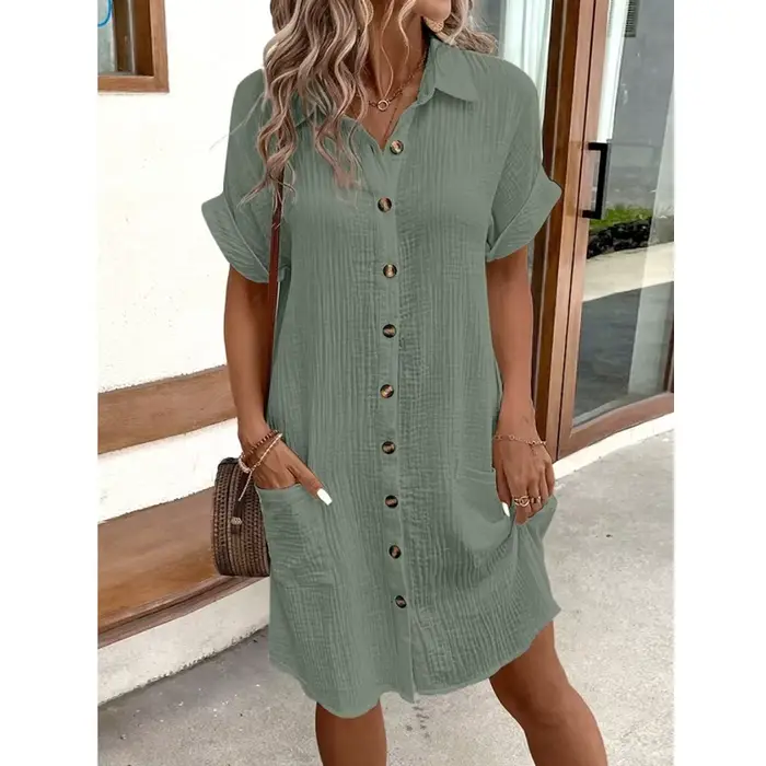 Robe Courte Vintage Unie pour Femme