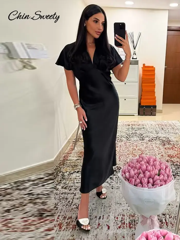 Robe longue en Satin élégante pour femmes