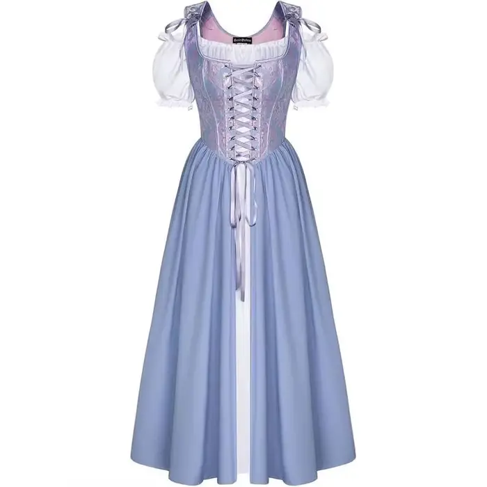 Robe de princesse à longues manches pour femme, style Renaissance, robe médiévale moulante, manches 
