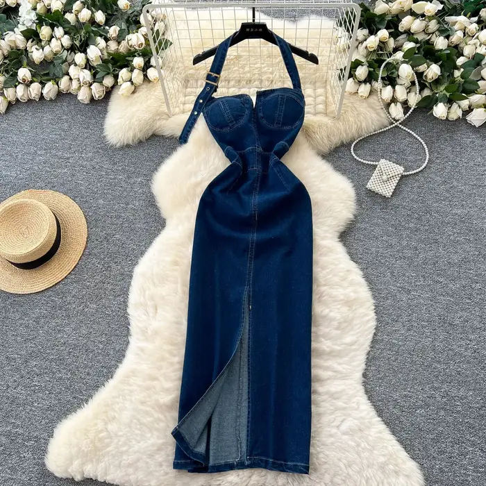 Robe longue en Denim pour femmes