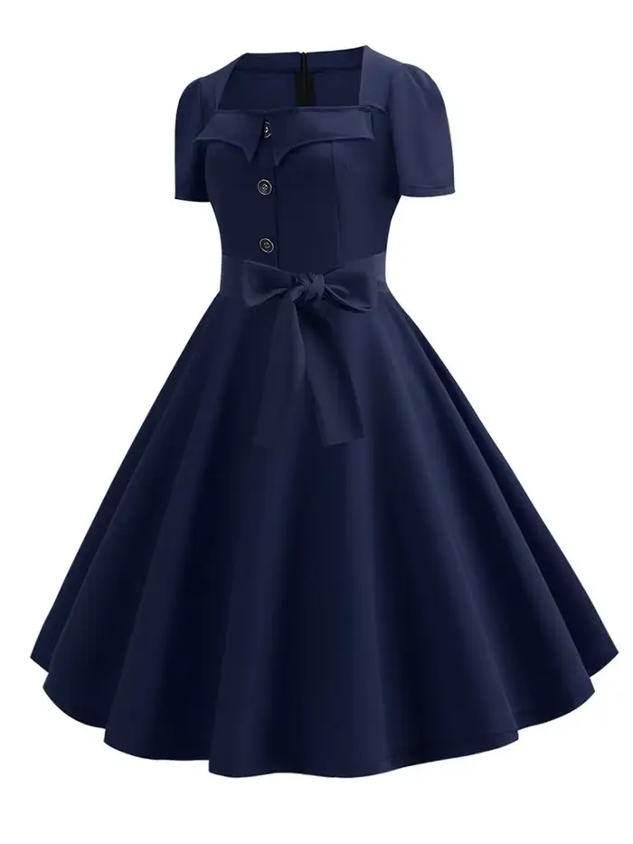 Robe rockabilly swing pin-up vintage chic pour femmes occasions spéciales été polyester et coton taille large palette de couleurs