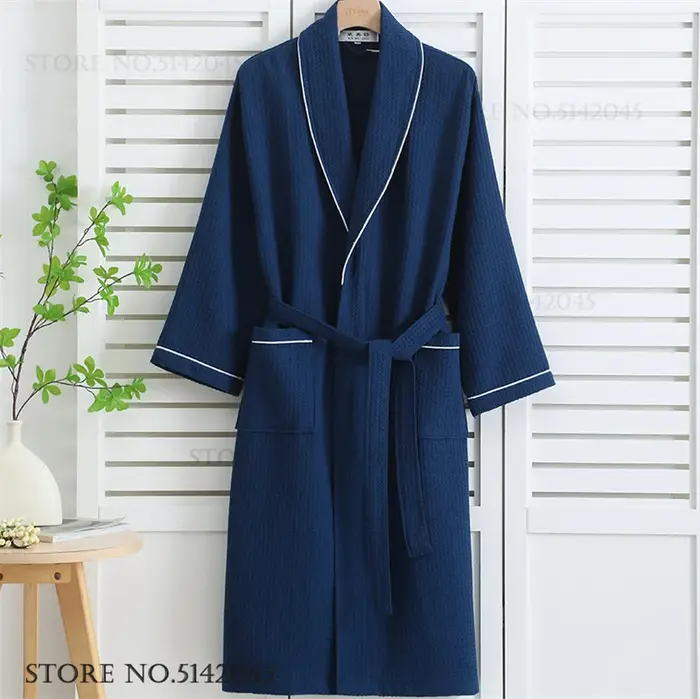 100% coton Couple Robe gaufre peignoir