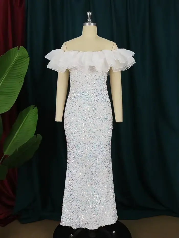 Robes à paillettes blanches