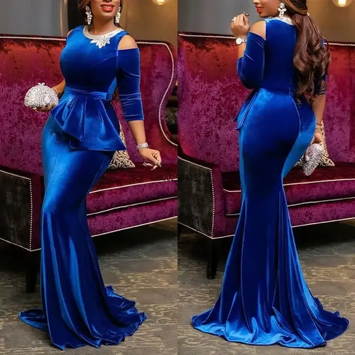 Robe d'été personnalisée en velours pour femmes