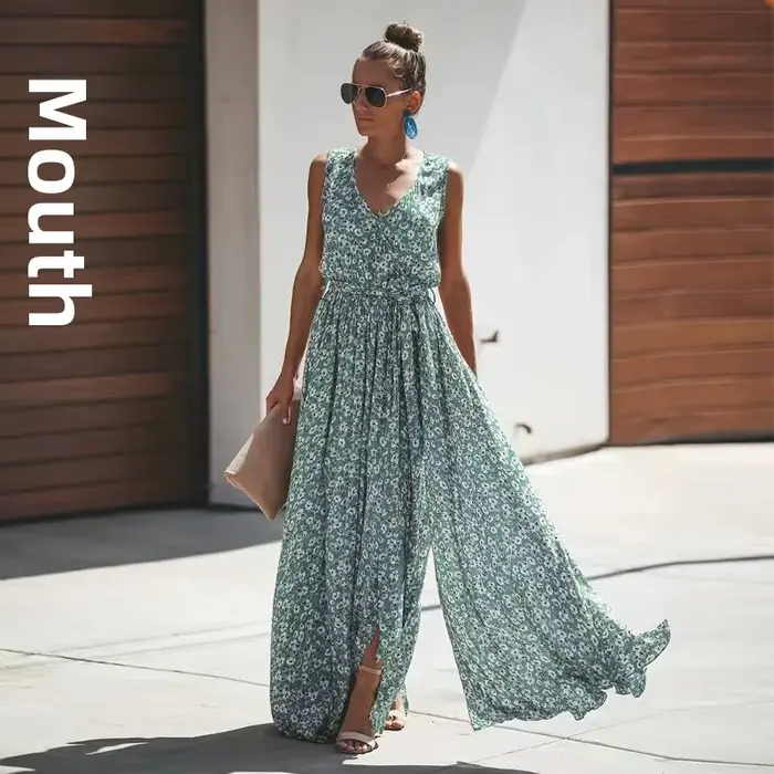Robe longue bohème élégante style décontracté sans manches pour femme occasions spéciales été soirée événements polyvalente