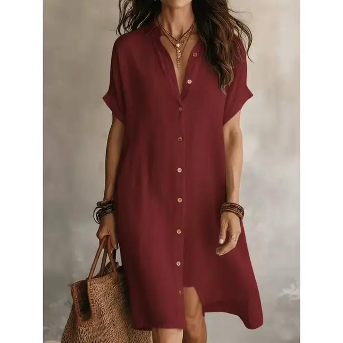 Robe chemise en lin pour femme