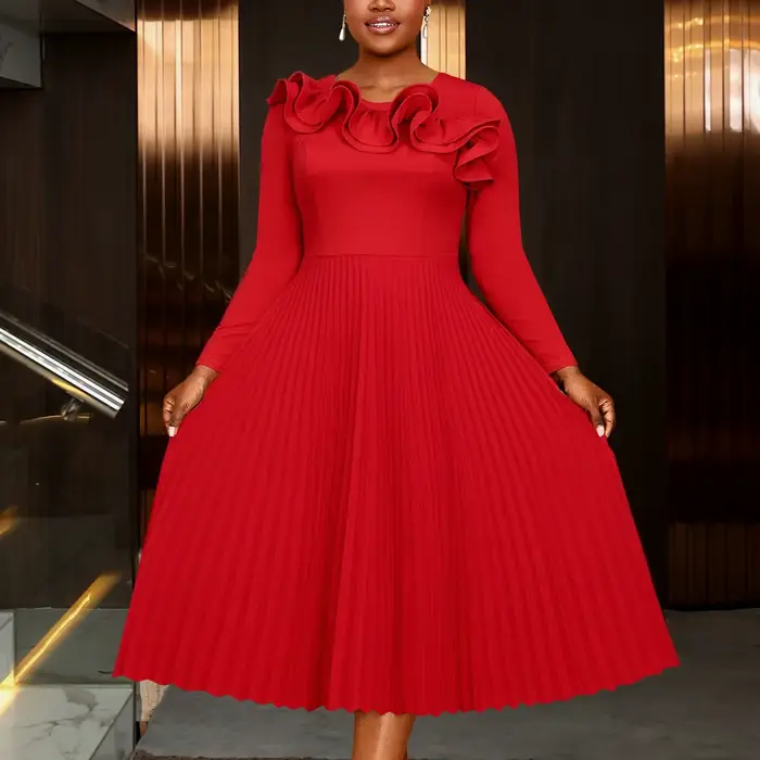Robe trapèze rouge élégante pour femmes