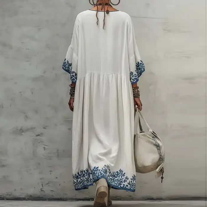 Robe longue fluide bohème élégante à imprimé floral pour femme