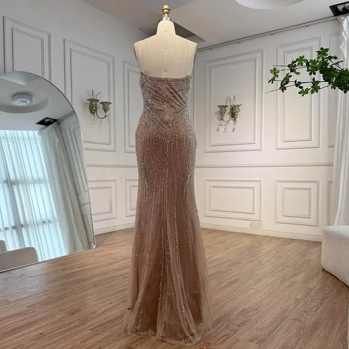 Robe de soirée sirène rouge arabe de luxe