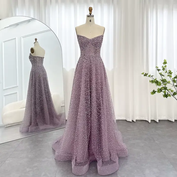 Robe de soirée de luxe Sharon Said Bling A Line en cristal pour femme