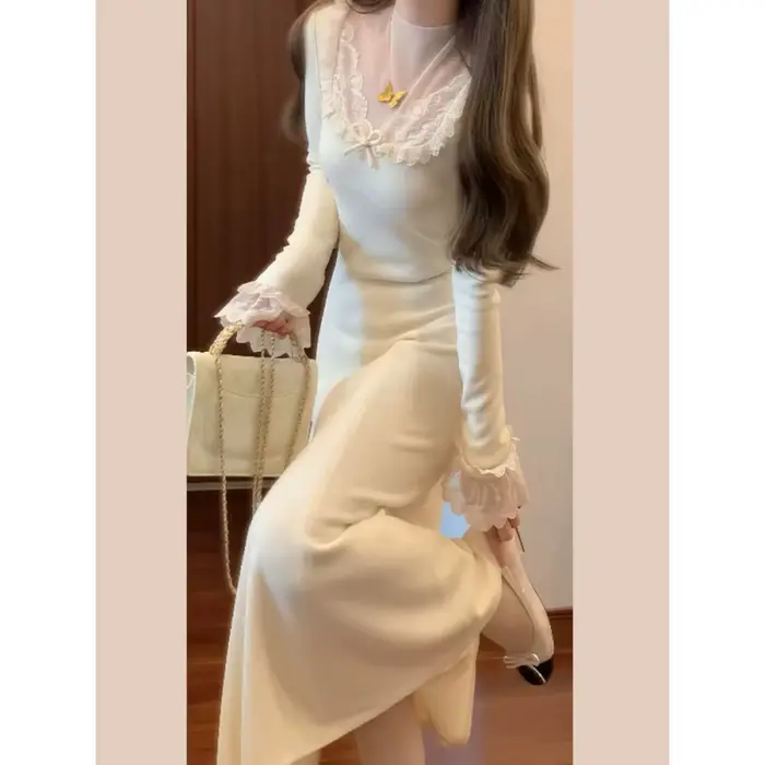 Robe tricotée blanche pour femmes
