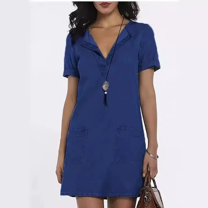 Robe en jean épissé pour femmes