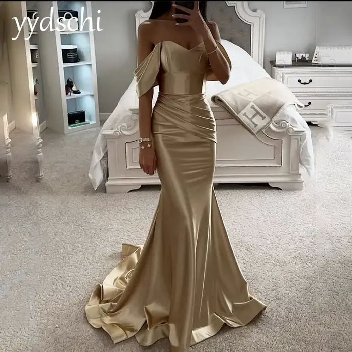 Robe de Soirée Personnalisée pour Femme, Luxueuse, Champagne, Exquise, Arabie Saoudite, Dubaï, 2024