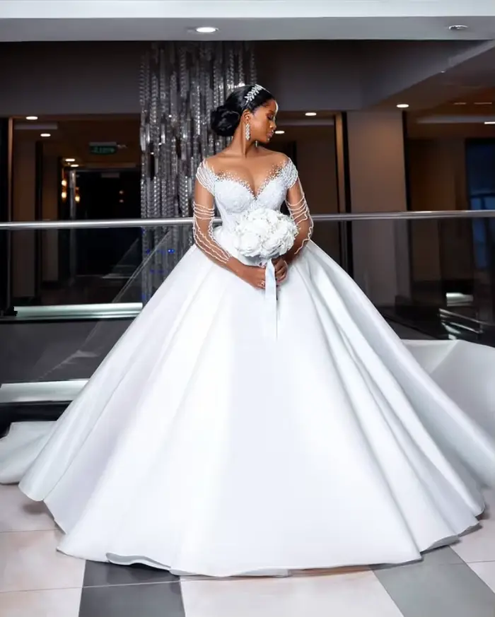Robes de mariée africaines de luxe style princesse
