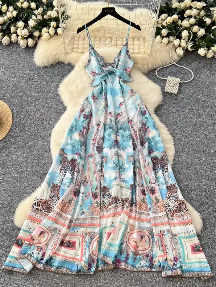 Robe Miss Tough bohème sans manches pailletée col en V pour femmes occasions estivales plage soirées spéciales