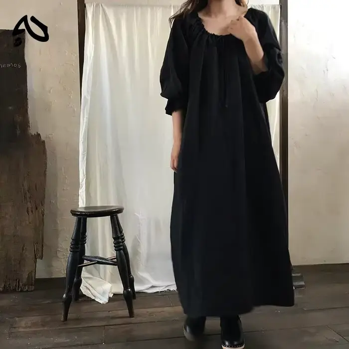 Robe Mori originale vintage en coton et lin pour femmes