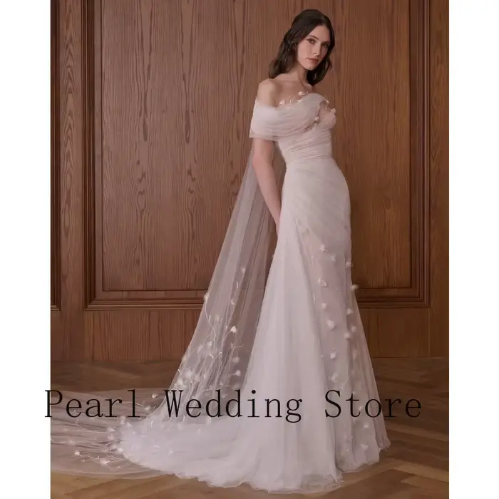 Nouvelle Robe de Soirée Rose Poudré Asymétrique à Épaule Unique avec Traîne et Appliques Florales 20