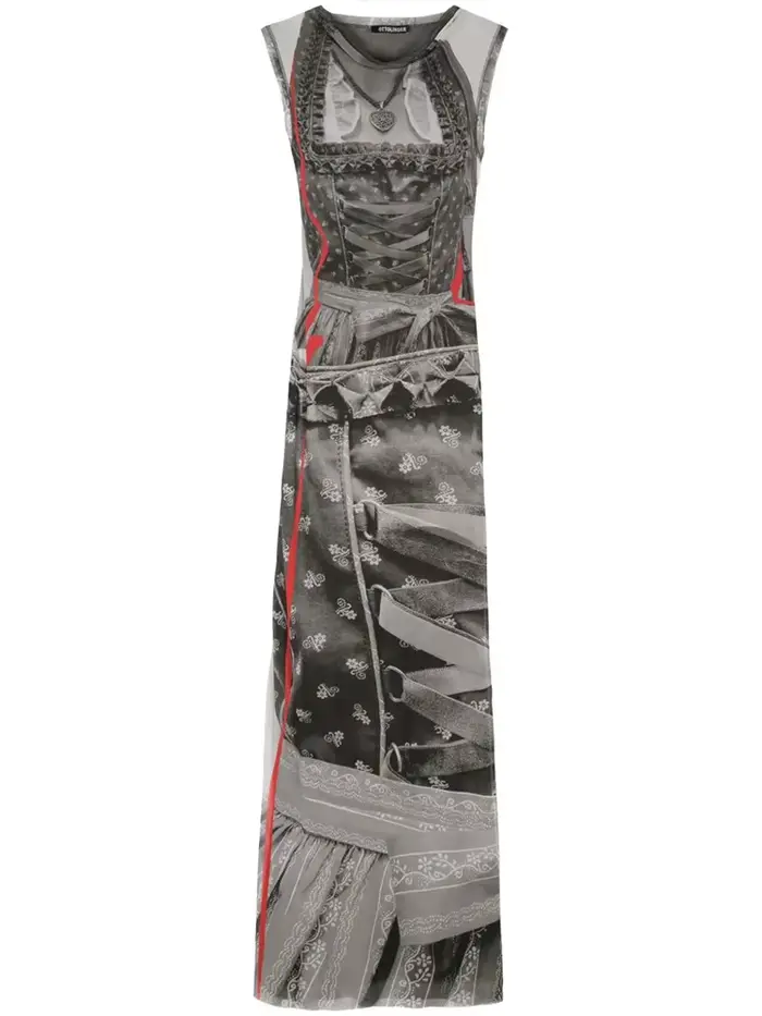 Débardeur Maxi robes pour femmes mode Sexy Streetwear Kitty imprimé sans manches col rond maigre lon