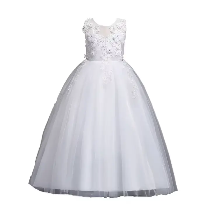 Belle longue robe de fille de fleur pour les filles élégant bordeaux rose vert blanc enfants robes d