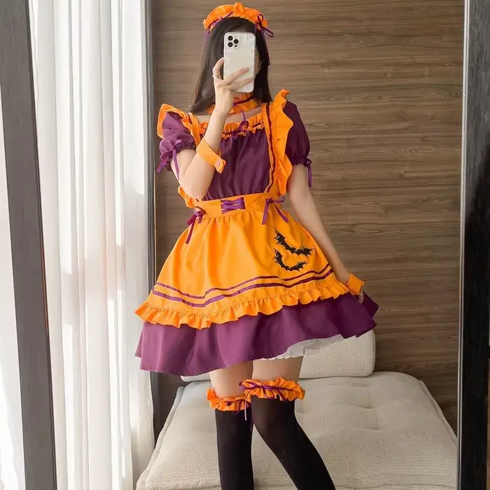 Robe de Princesse ou de Demoiselle d'Honneur de Grande Taille pour Fêtes d'Halloween et Cérémonies de Mariage Violet et Orange