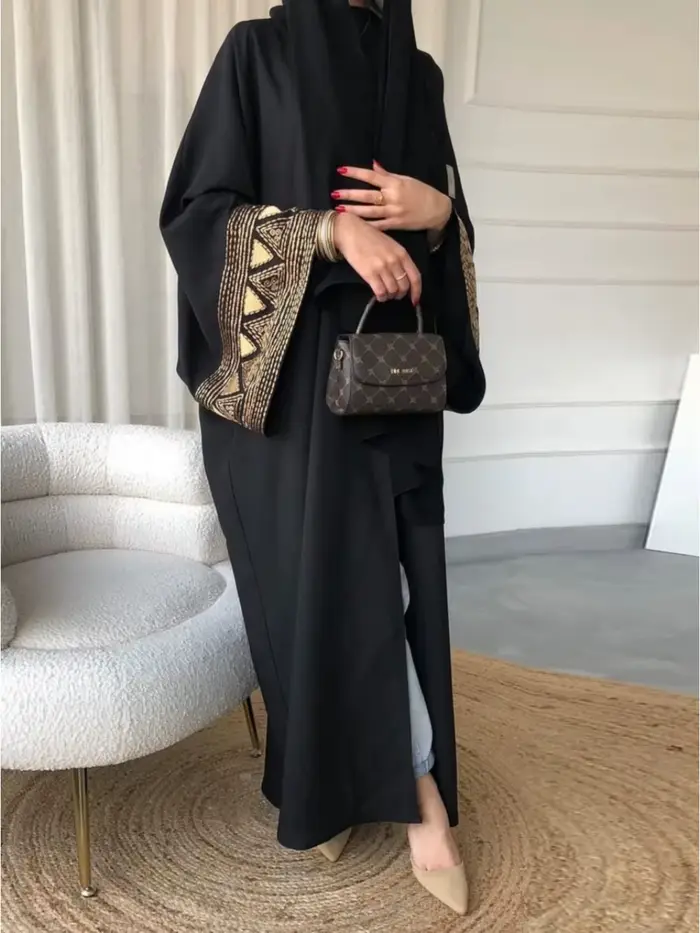 Abaya kalenmos polyester brodé pour femmes décontractée et élégante pour Ramadan et Aïd occasions spéciales