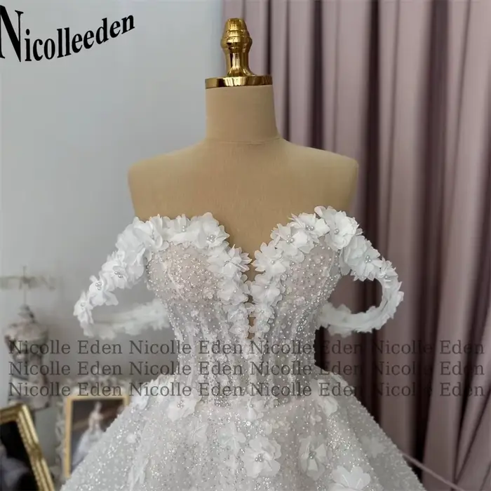 Nicolle Bling perles robes De mariée pour les femmes 3D fleurs paillettes col en v Mini robe