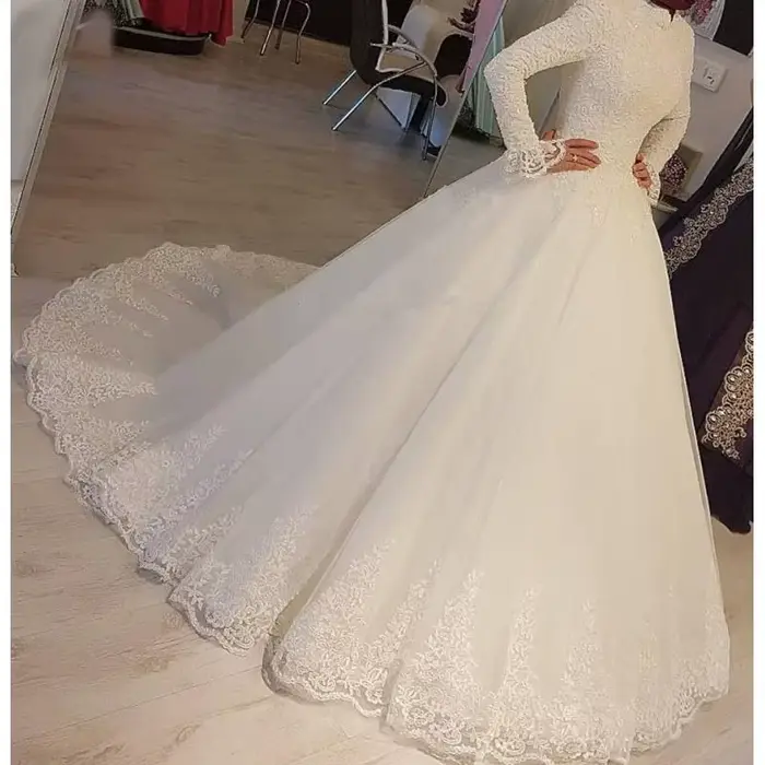 Robe de mariée de Style français avec col montant