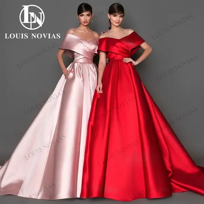 LOUIS NOVIAS robes De soirée pour femmes délicat col en v hors De l'épaule drapé robes De soirée Cou