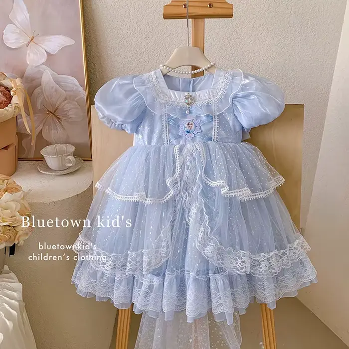HoneyCherry Adorable robe de princesse Lolita à manches courtes pour filles. Nouvelle robe de couleu