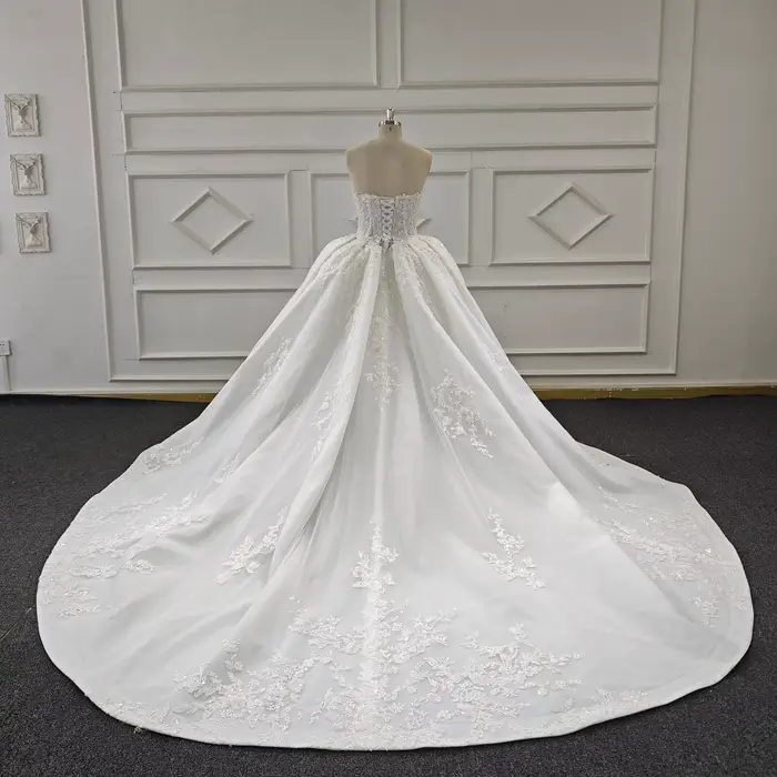 Eslieb-Robe de Mariée Blanche en Dentelle avec Perles Sexy