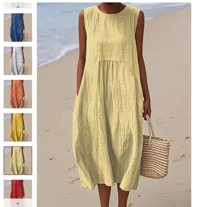Robe mi-longue pour femmes, ligne A, col rond, sans manches, épissure élégante, Y2k, Streetwear, décontracté, ample, travail, 2025