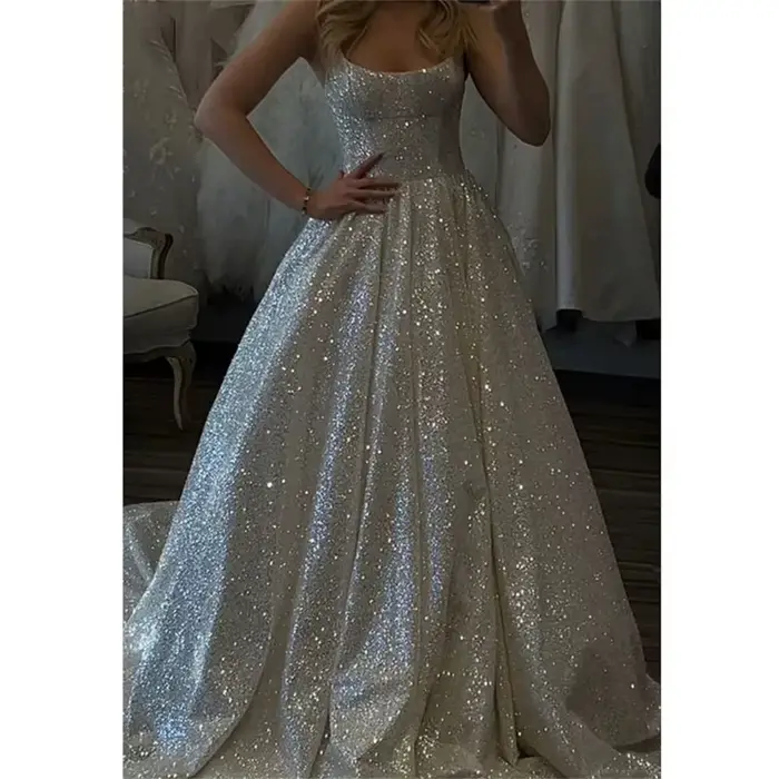 Robe de Soirée de Mariage en Paillettes pour Femme